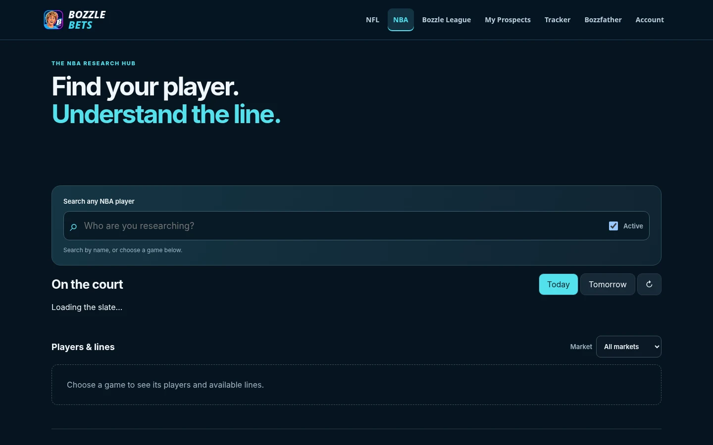 The real sports research interface — authentic visual captured from project files
